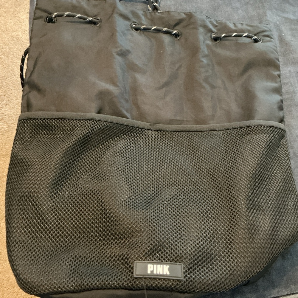 PINK Victoria's Secret Black Backpack with Mesh Pocket